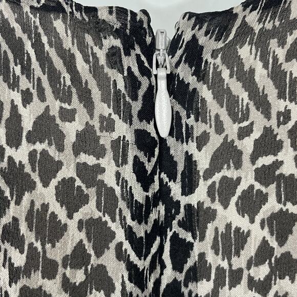 Elizabeth and James‎ Trapeze Top XS Black Gray Animal Print Silk Sleeveless Zip - Picture 5 of 5